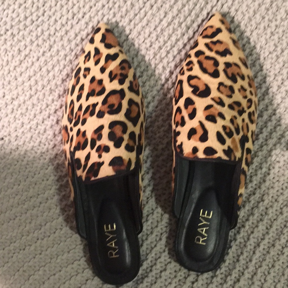 Raye Leopard real fur slides